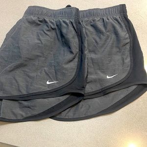 2 pair matching black grey nike running shorts in like new condition